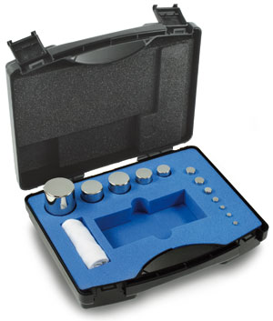 E2 Weight sets, compact shape, polished stainless steel, in plastic case
